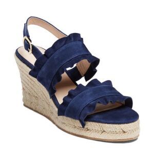 JACK ROGERS Rosie Ruffle Wedge Sandal In Blue Sz‎ 9